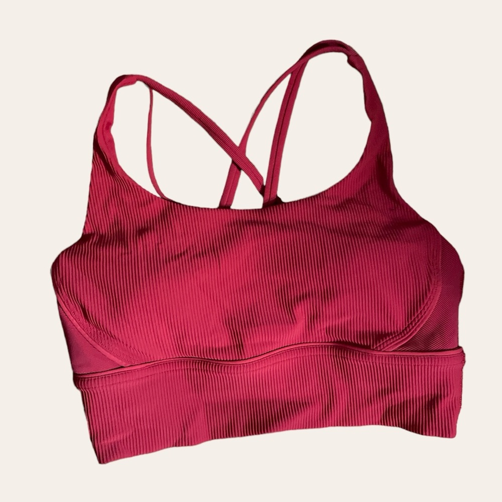 Lululemon Ribbed Longline Energy Bra in Dark Red